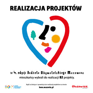 grafika serca z informacjami o realizacji projekt&oacute;w w ramach budżetu obywatelskiego