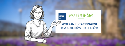 Obrazek z napisem: "Akademia SBO, spotkania dla autor&oacute;w"