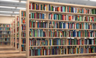regał biblioteczny z książkami